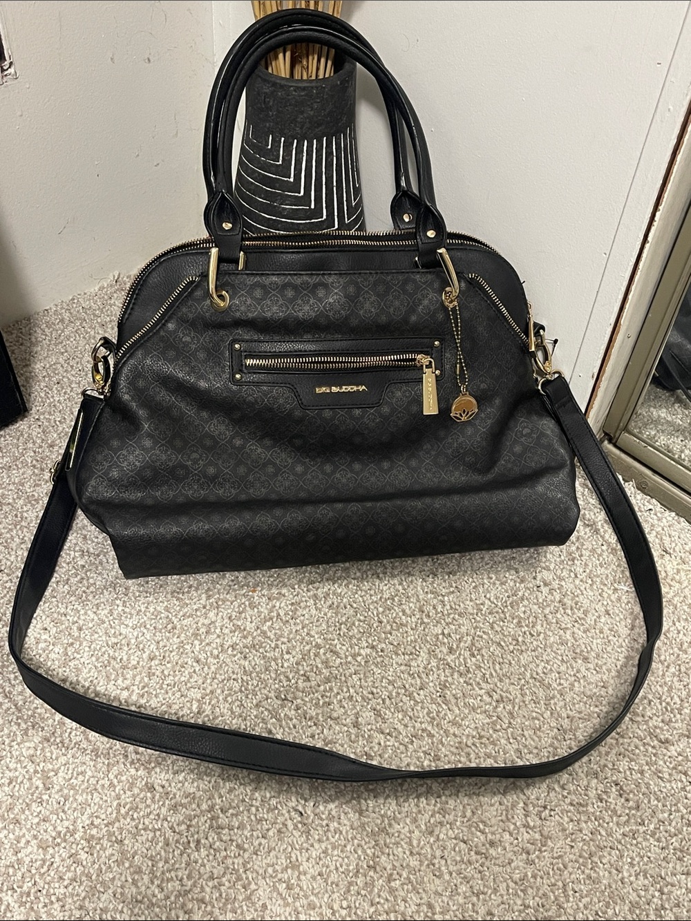 BIG BUDDHA Black Logo-Print with Gold Hardware bags